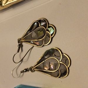 Black with abalone inlay alpaca earrings